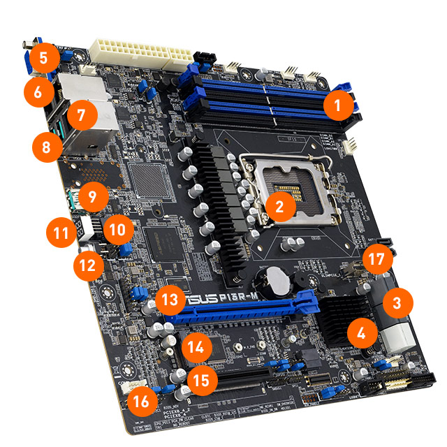 This is a line graph that helps people understand the locations of the key components on this motherboard