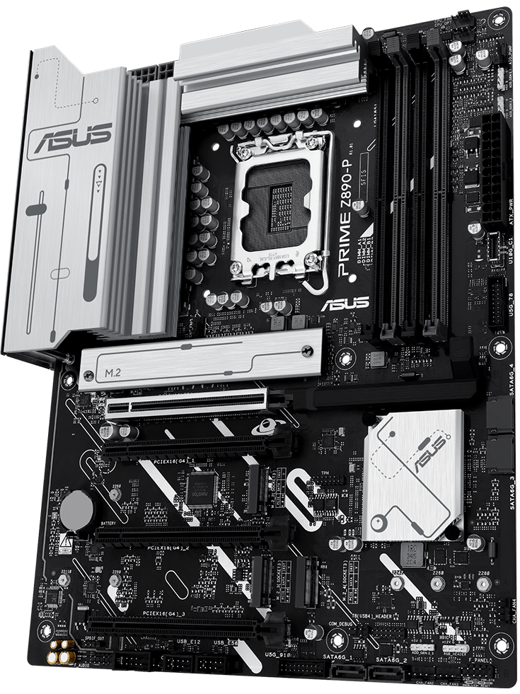 PRIME Z890-P-CSM motherboard front view, floating in space.