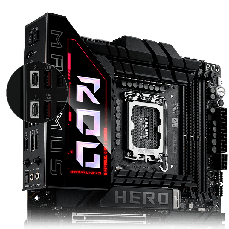 Two Thunderbolt 4 Type-C® Ports on ROG Maximus Z890 Hero