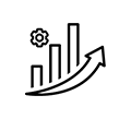 3-bar chart with going up arrow