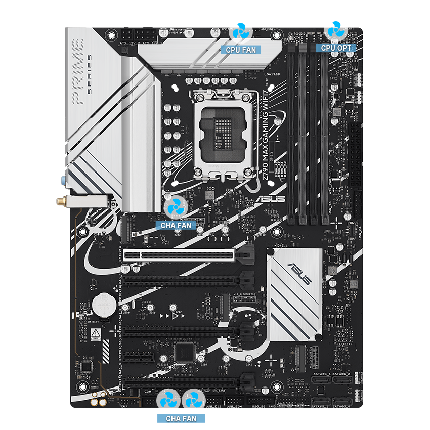 ASUS motherboard with 4-Pin PWM/DC Fan image