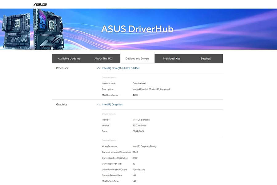 Features ASUS DriverHub 