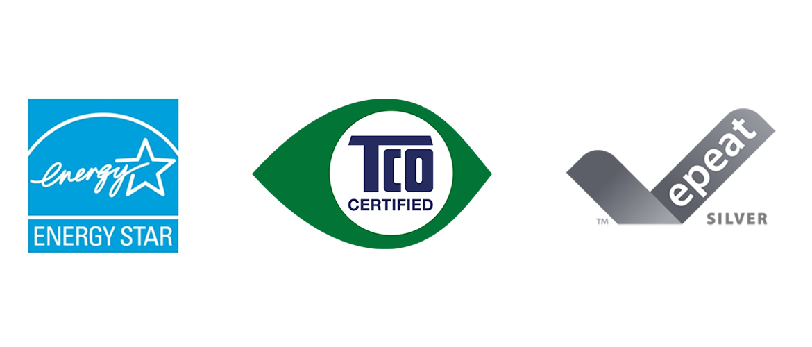 epeat GOLD, ENERGY STAR, TCO CERTIFIED logos