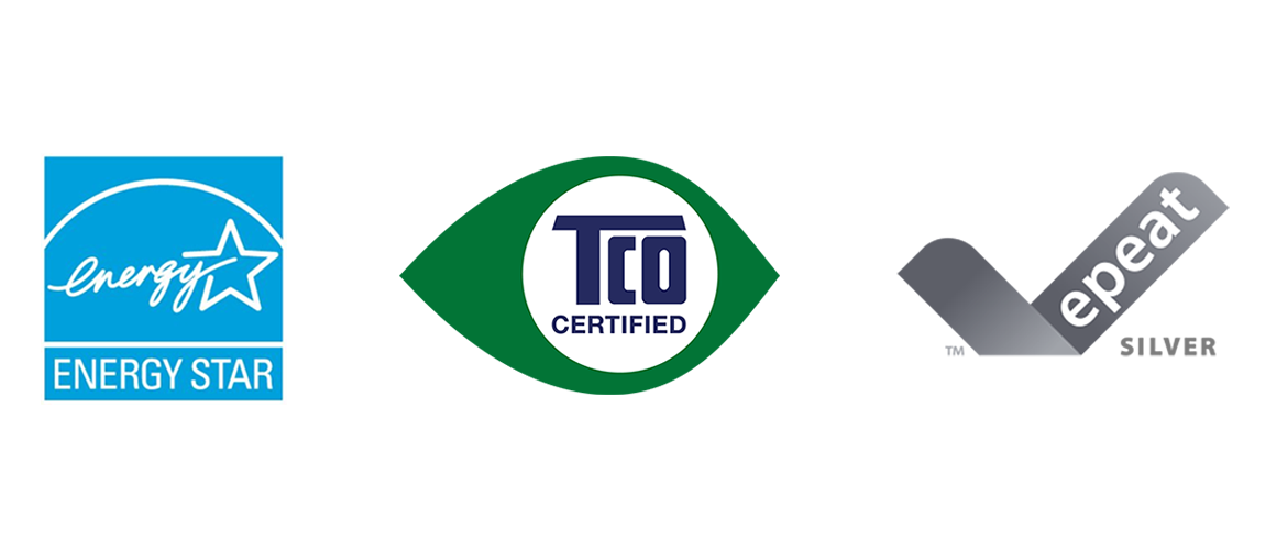 epeat GOLD, ENERGY STAR, TCO CERTIFIED logo's