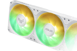ARGB fans of the TUF Gaming LC III 360 ARGB LCD White Edition