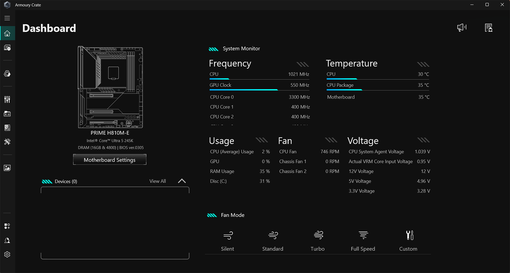 Armoury Crate Dashboard