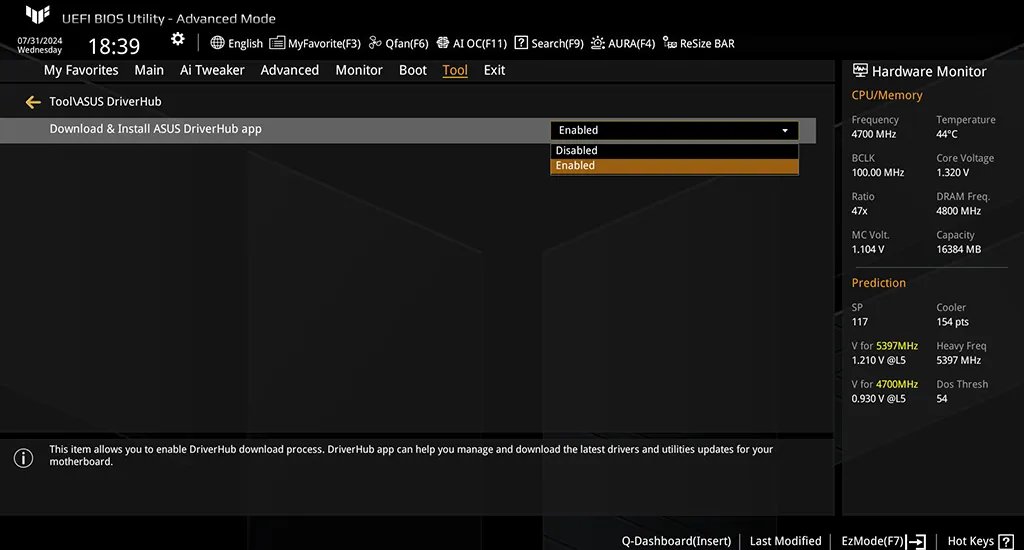 ASUS DriverHub UI