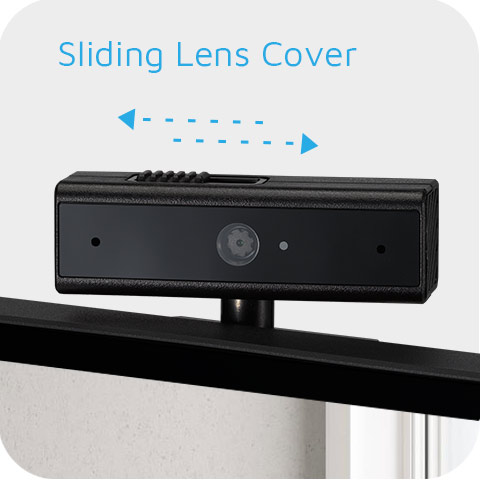 The built-in webcam of ASUS BE249QG includes a sliding lens cover