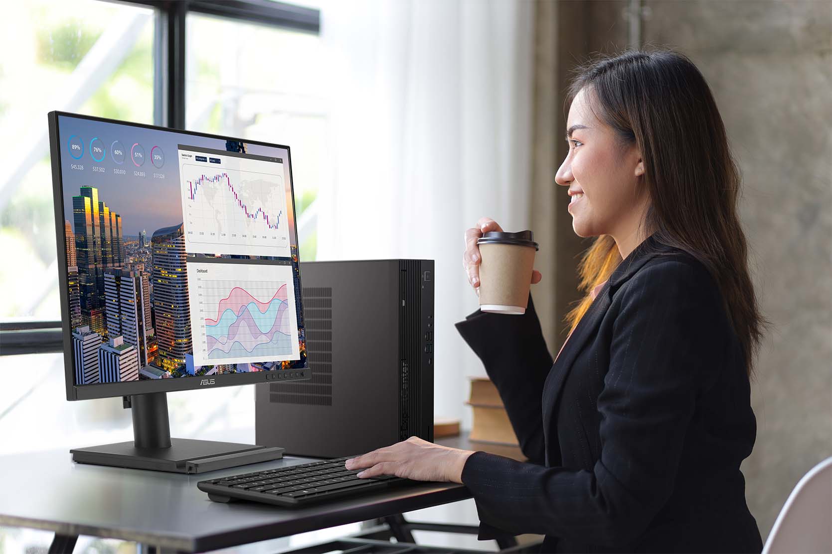 ASUS BE249CGN monitor is designed for video conferencing or live streaming