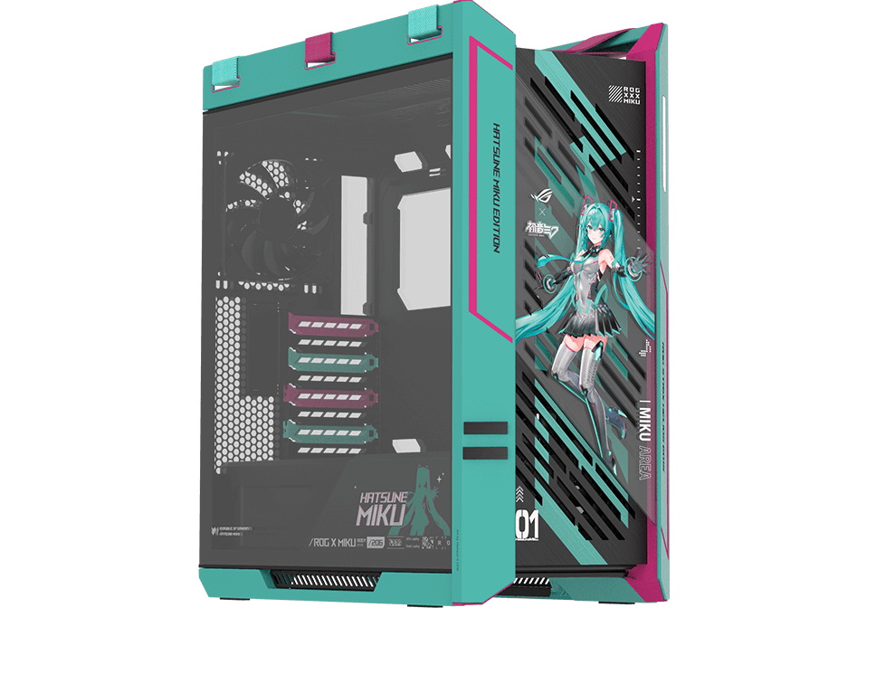 Vista frontal en ángulo del Helios II Edición Hatsune Miku