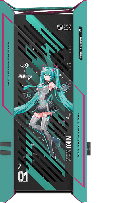 Vista frontal del Helios II Edición Hatsune Miku con el panel frontal resaltado