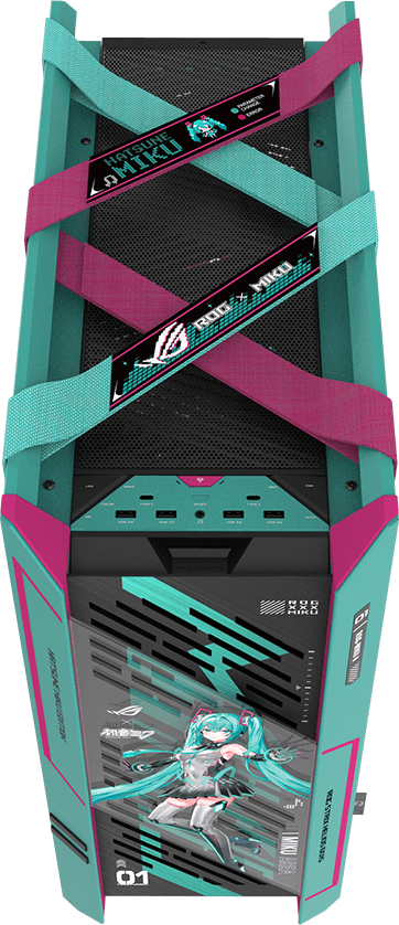 Helios II Edición Hatsune Miku vista superior en ángulo mostrando las correas
