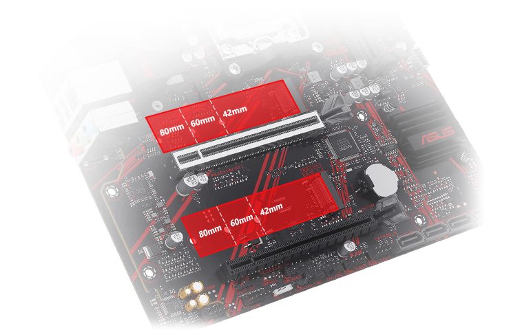 Dual M.2 slots (up to 128 Gbps)
