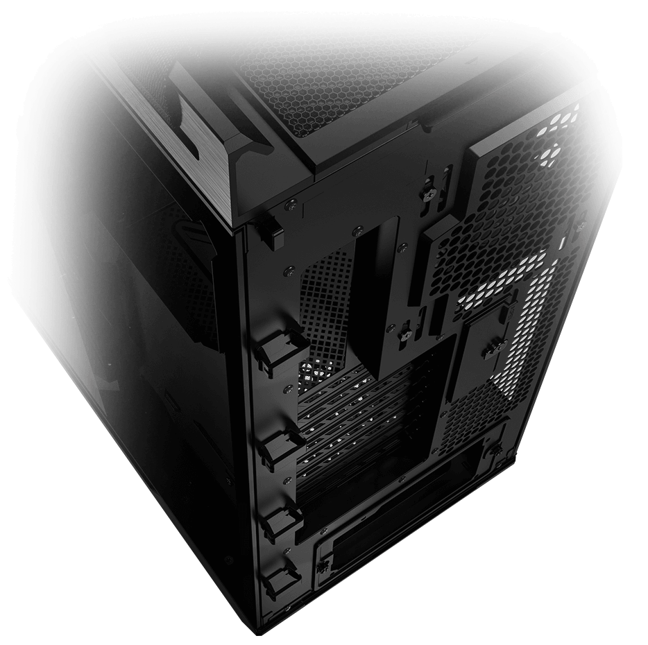 rear angled view of Helios with cable clips highlighted