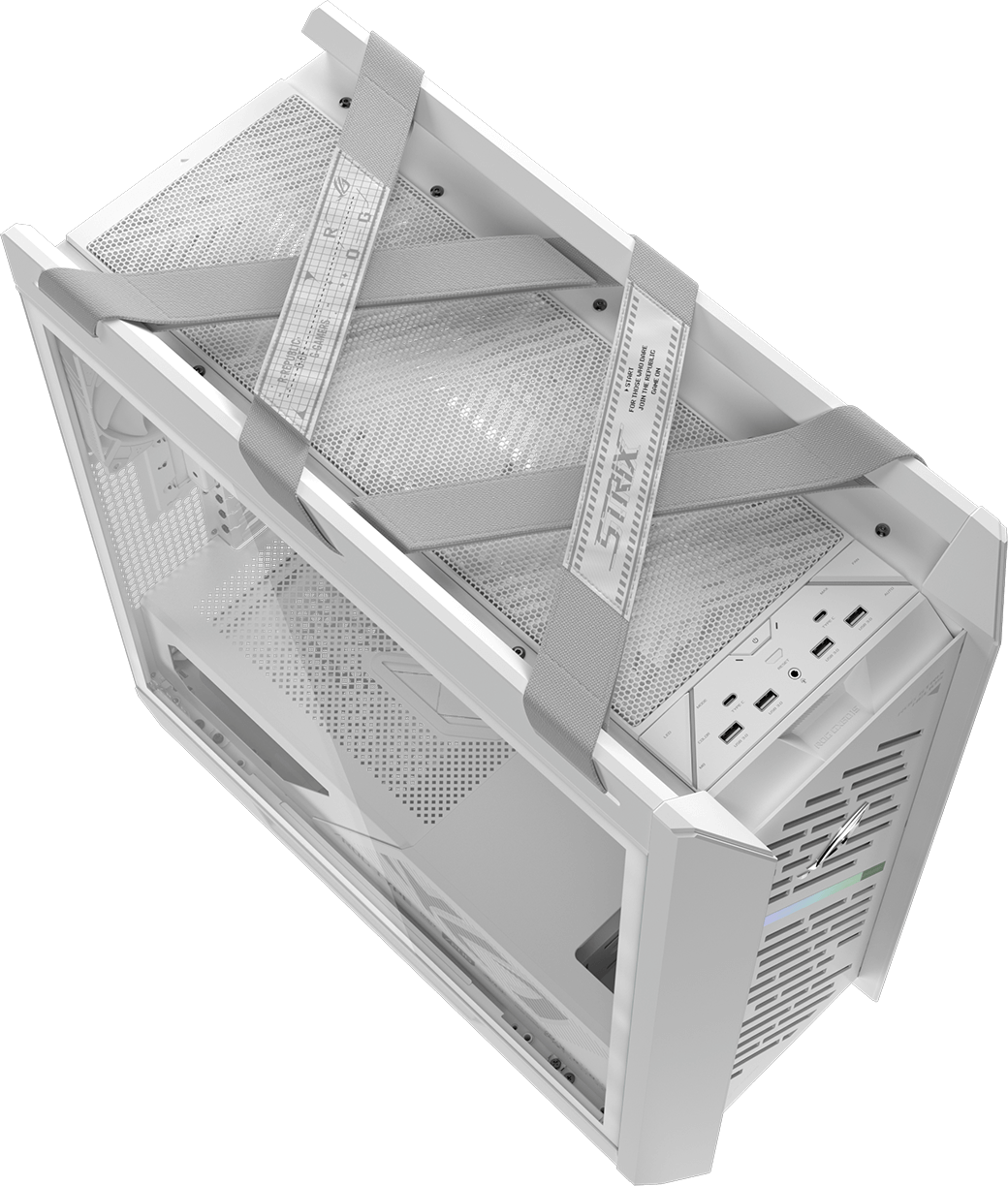 Helios II White angled top view showing straps