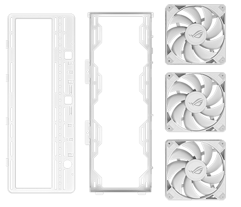 fan & radiator brackets and three fans side by side