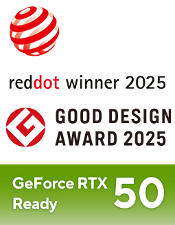 50 Series Graphics Cards Ready, reddot winner 2025 logo and good design award 2025