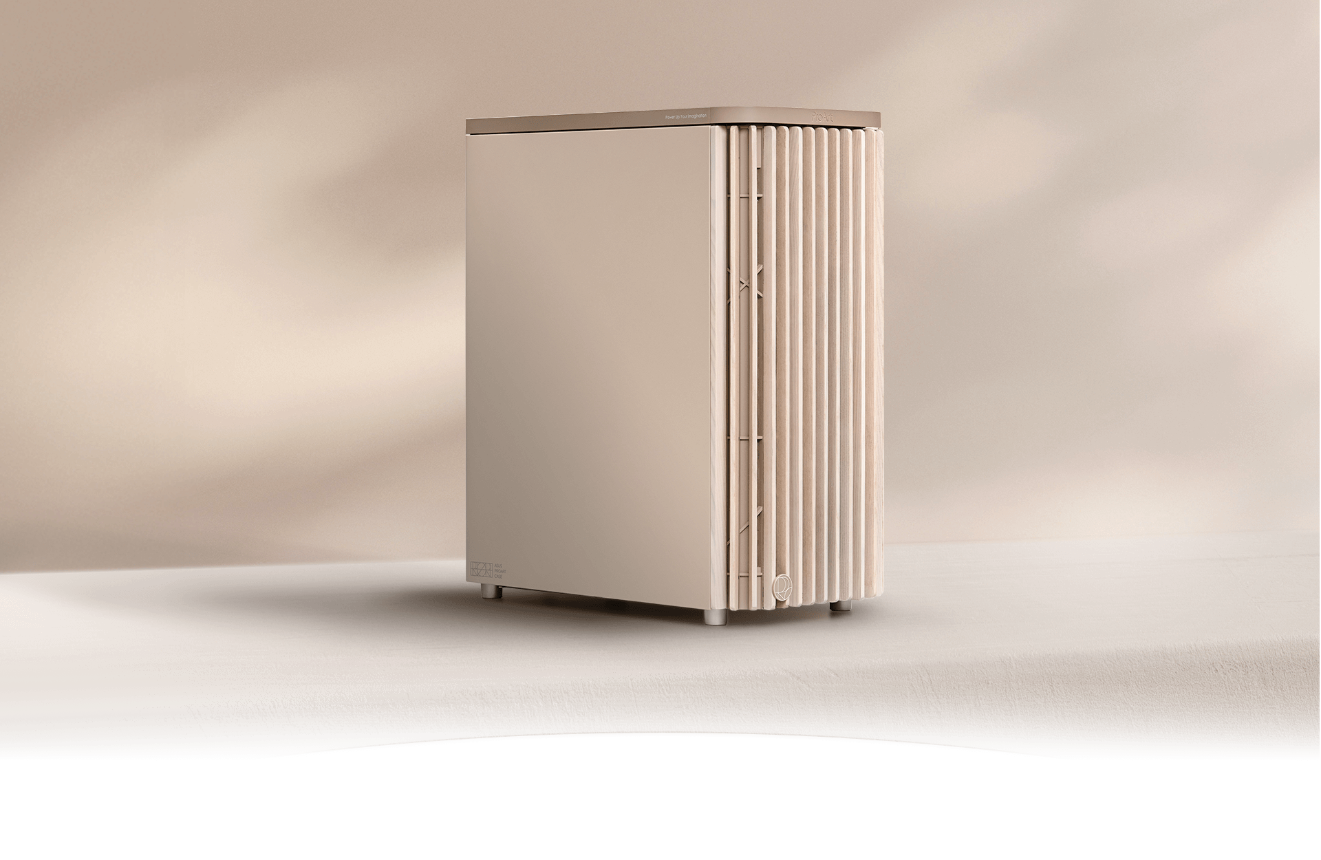 side view of ProArt PA401 Wood Edition Beige case