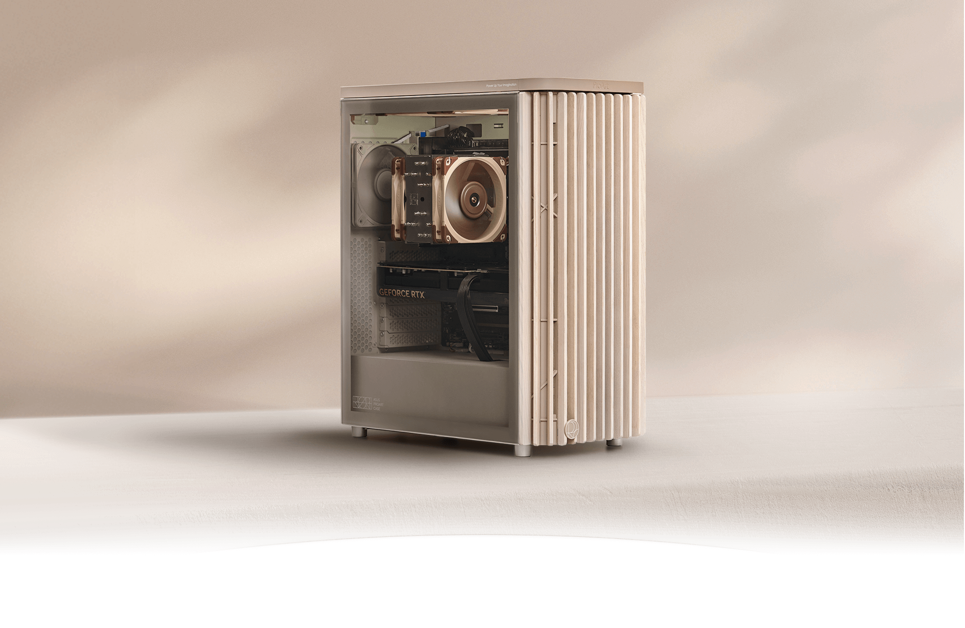 side view of ProArt PA401 Wood Edition Beige case