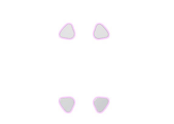 An image highlighting the mouse feet on the ROG Harpe Mini Core