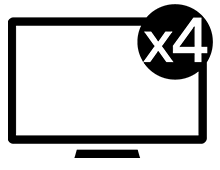 Monitor Icon with a times 4 sign on top right corner