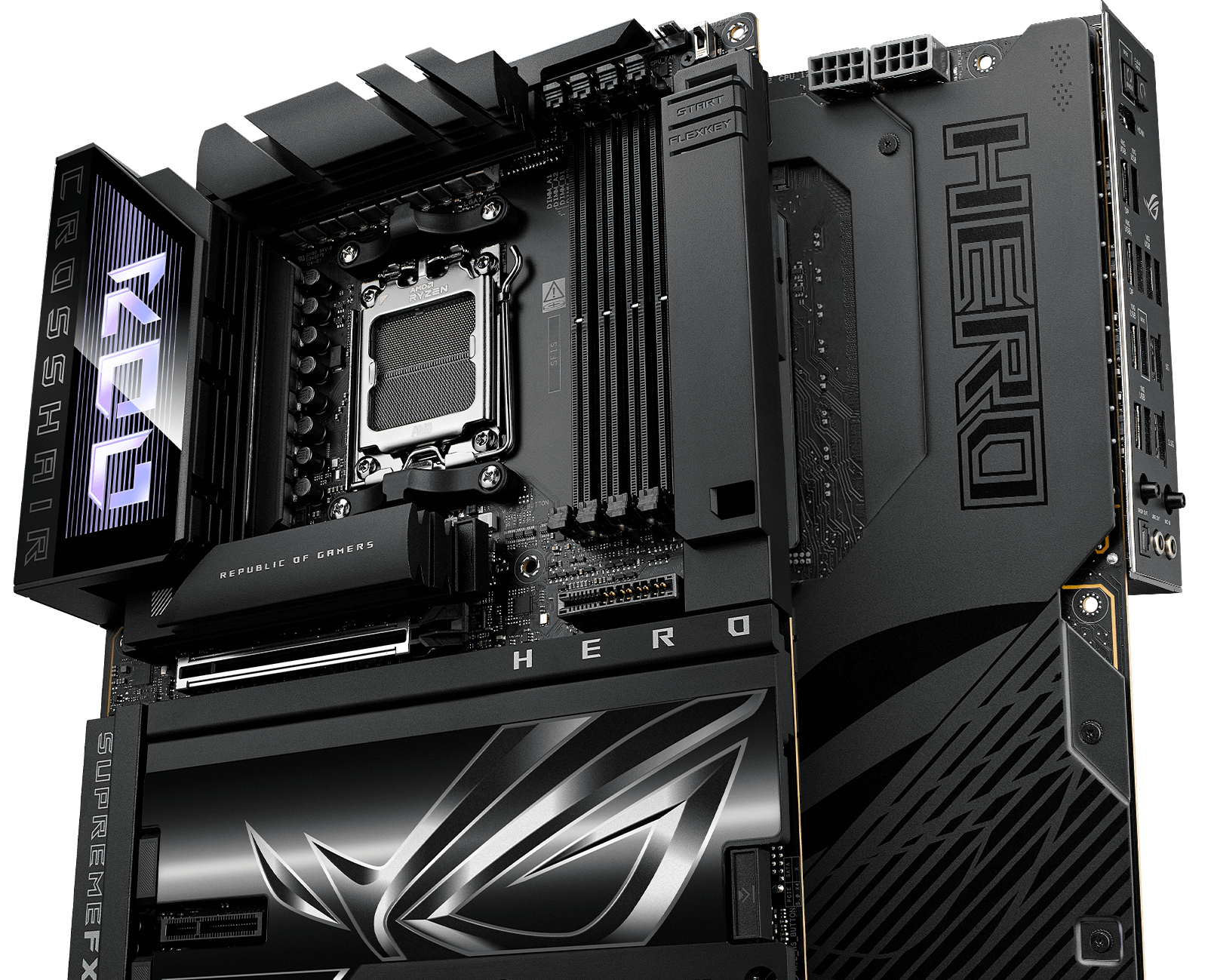 The ROG Crosshair X870E Hero BTF features 18+2+2 power stages