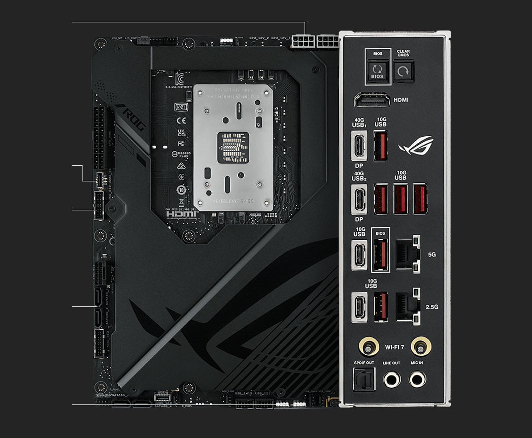 Connectivity specs of the ROG Crosshair X870E Hero BTF