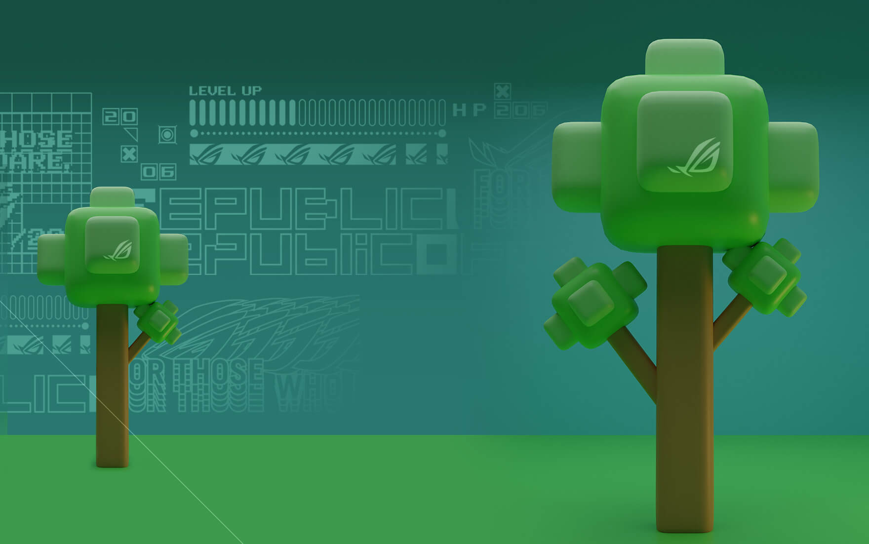 A green tree design to represent the eco-friendly nature of the Gladius III Ace packaging