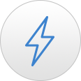 Voltage icon – Blue lightning bolt symbol.