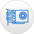 Graphics Card icon – Blue outline of a computer graphics.