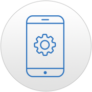 Smartphone with gear symbol representing mobile remote control and configuration