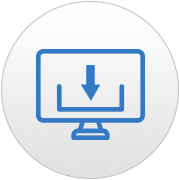 The icon of computer monitor with a downward arrow, representing software installation.