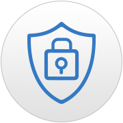 An icon featuring a shield outline with a padlock inside, representing data protection and encryption management.