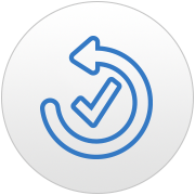 An icon on depicting a curved arrow pointing counter-clockwise with a checkmark inside, symbolizing the action of restoring the system to a previous state.