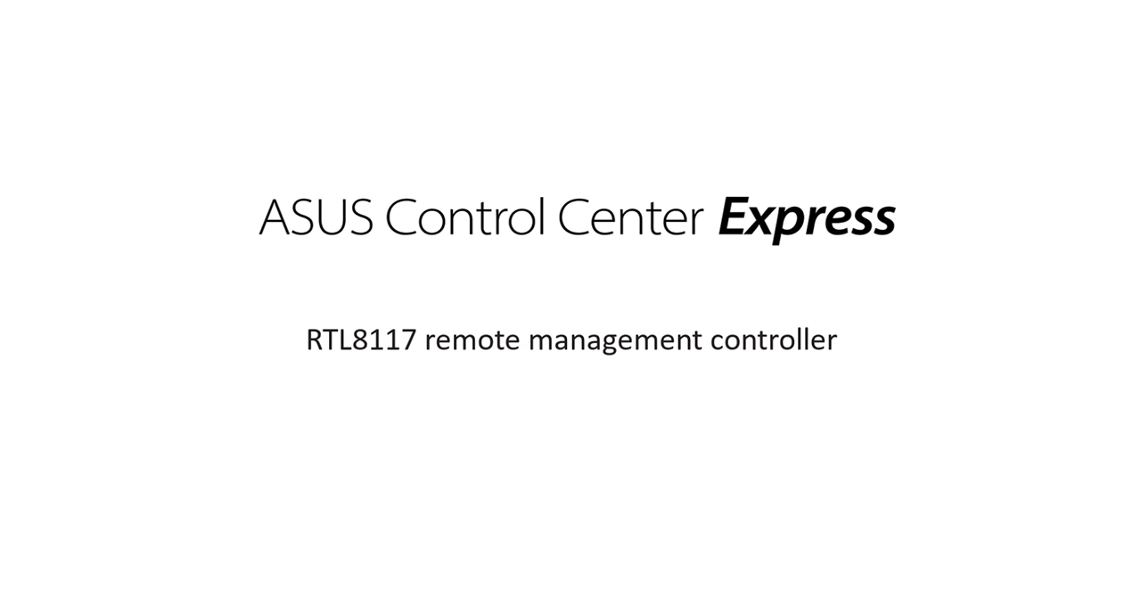 YouTube video thumbnail for 'ASUS Control Center Express Software Tutorial about RTL8117 remote management controller' The image shows bold tutorial title all set against a white background.