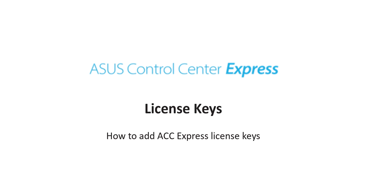 YouTube video thumbnail for 'ASUS Control Center Express Software Tutorial about License Keys' The image shows bold tutorial title all set against a white background.