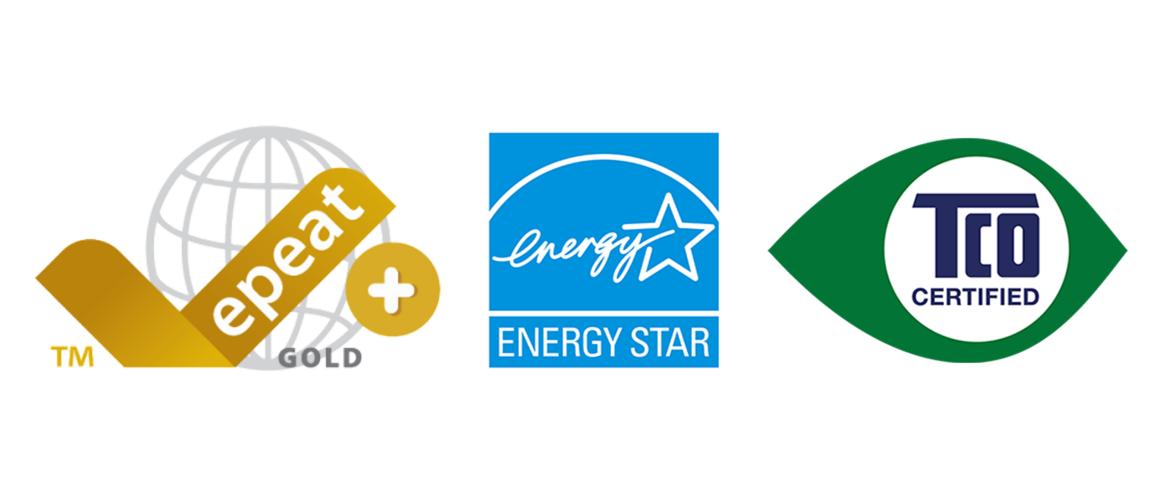 Epeat Silver, ENERGY STAR, TCO CERTIFIED logos