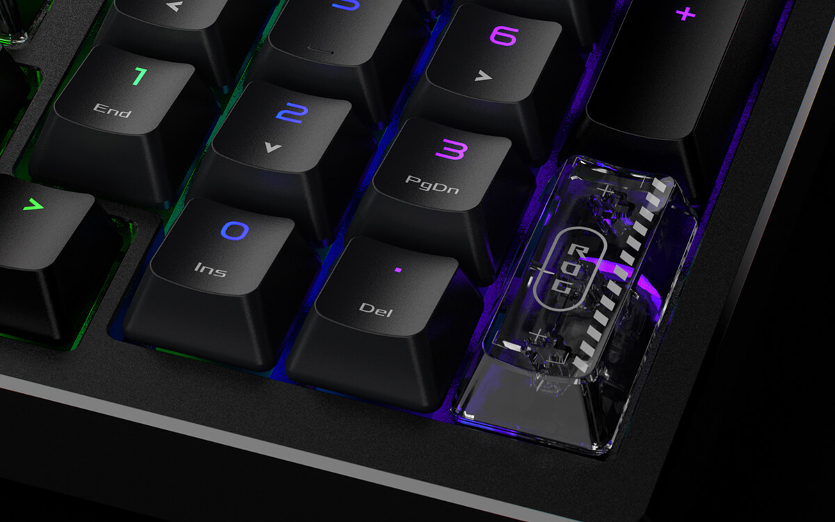 Unique ROG-themed translucent keycap – Numpad Enter key