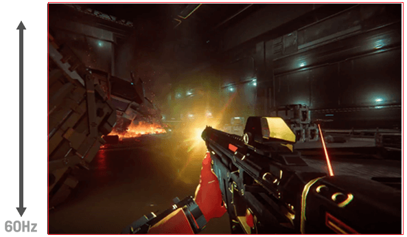 Video of an FPS game showing onscreen flicker when the gun fires