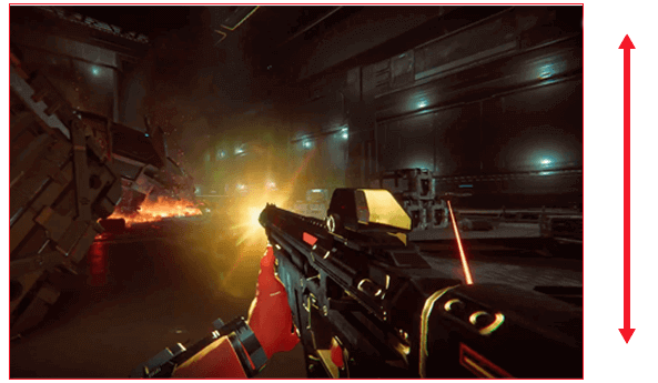 Screenshot of an FPS game showing onscreen flicker when the gun fires