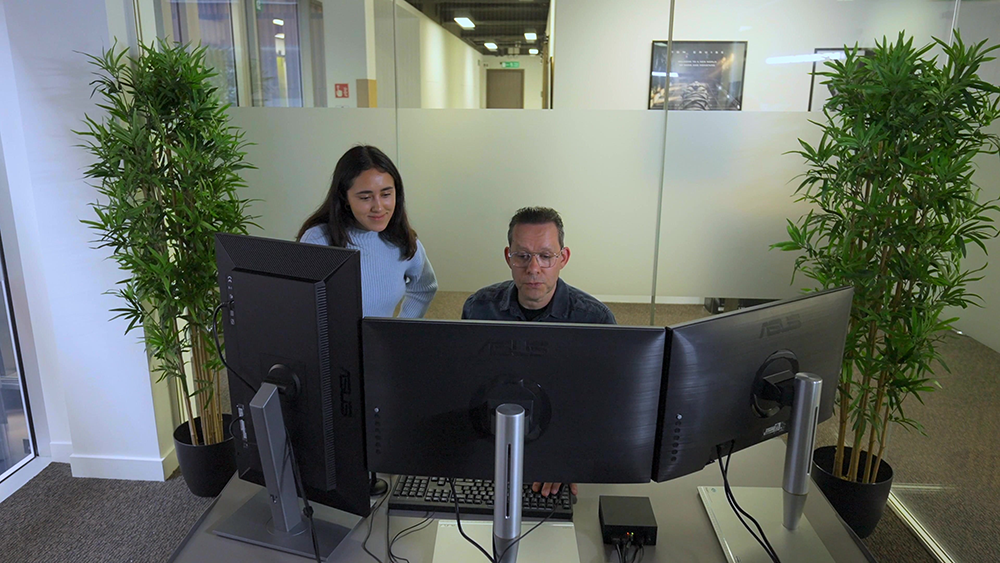 Person operating a recycling depot machine