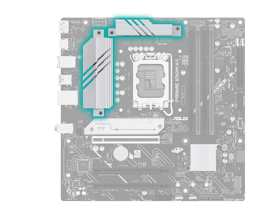 Prime-Mainboard mit VRM-Kühlkörper-Bild