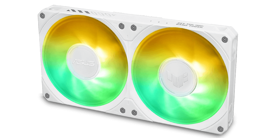 ARGB fans of the TUF Gaming LC III 240 ARGB White Edition