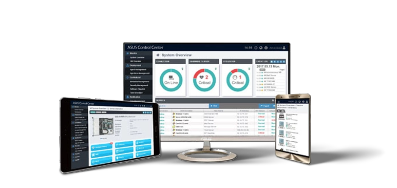 ASUS Control Center (ACC) software interface for server monitoring and AI management