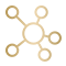 Icon of connected nodes in a network, representing simplified integration