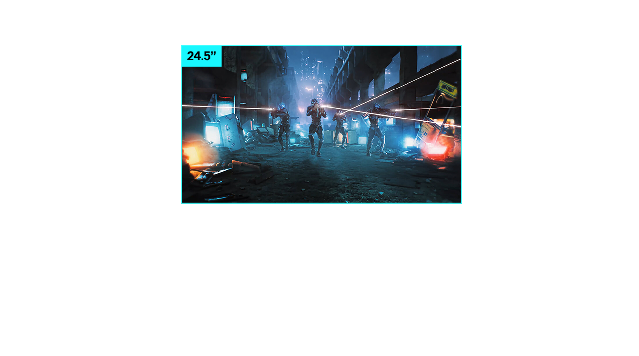 The aspect ratio can be set to show a 24.5-inch image.