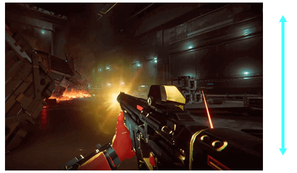 Screenshot of an FPS game showing onscreen flicker when the gun fires
