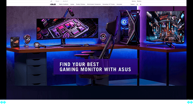 Screenshot of a web browser with black  bars on the left and right of the screen to show the effect of the OLED Care+'s Screen Move feature.