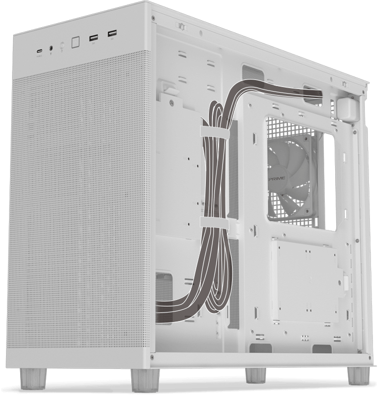 Close-up of the ASUS Prime AP303 34mm-wide cable management space