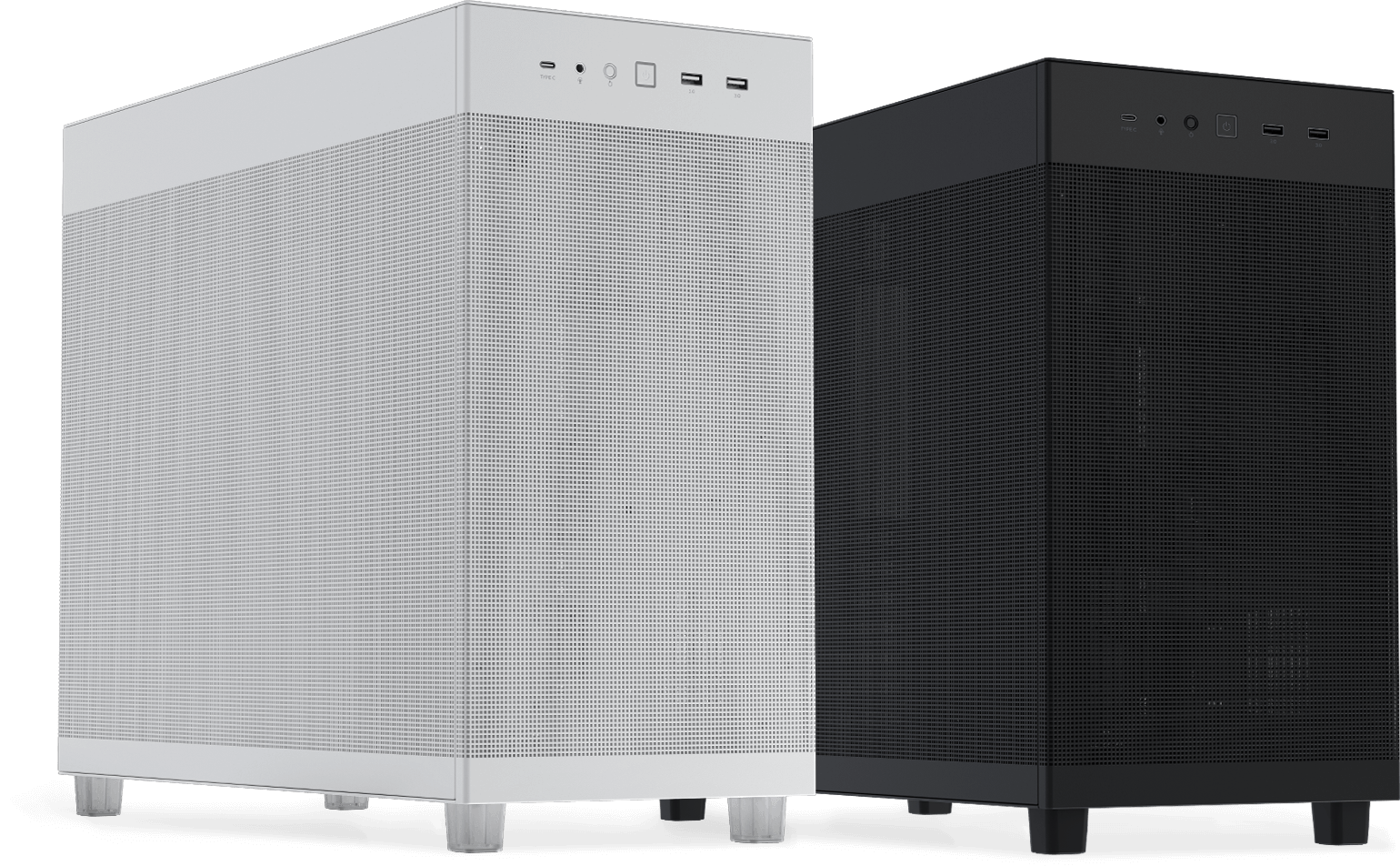 ASUS Prime AP303 black and white versions, showing mesh panel models side by side